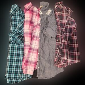 Kids lot-4 shirts! Faded glory button-up size 10/12 and 14/16